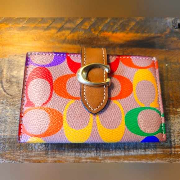 Coach Bags Coach Accordion Card Case In Rainbow Signature Canvas
